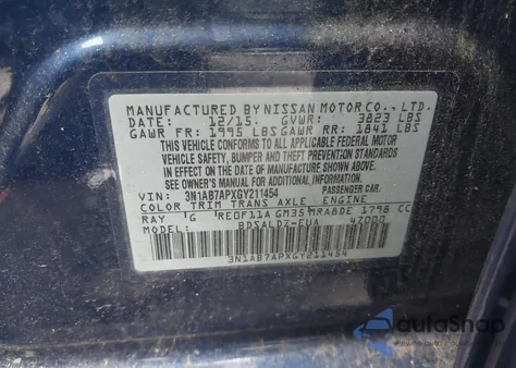 2016 Nissan Sentra Sv z USA, uszkodzony, nr VIN 3N1AB7APXGY211454